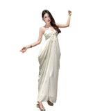 2025 French Pure White Moon Folds Thin Sling Dress With Abred-And-Back Hottie Dress