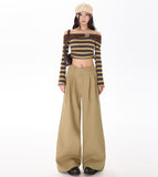 2026 Autumn New Wide-Legged Trousers Women's Loose Folding Casual Casual Pure Color Straight-Tight Trousers Women Thick