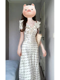 French Wave Point Bubble Sleeve Dress Women's Summer Seaside Vacation Gentle Wind Waist Temperament Unique Beautiful Dress