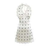 Spice Lace Splicing Wave Point Hanging Neck Sling Dress Women's New Summer Sexy Dress