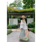 Xinjiang Sichuan Westwarf Tourism Wear Sets This Summer This Year's Popular Irregular Broken Flower Half-Dress Shirt Two Sets