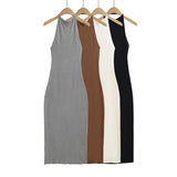 Kardashian's Same Niche Cloudy Fabric Hanging Neck Sexy Sleeveless Long Dress Body-Body-To-Scave Dress