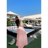 2025 Holiday Atmosphere Feel Dress Women Folded Deep Hanging Neck Dress Pure Lusty Sexy Big Side Lace Dress