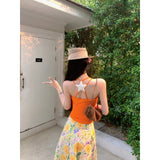 Yunnan Thailand Seaside Wearing A Holiday Suit Female Pure Desire Hottie Sling Vest Top High Waist Broken Flower Skirt