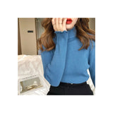 Side Half-High Collar Wood Ear In A Sweater With Knitted Bottom Shirt Women's Autumn And Winter 2025 New Top Women's Clothing