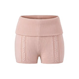 Sweet Babes Pink Knitted Jersey Shorts Trousers Autumn High-Waist Elastic Slimming Hot Pants New