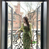 2025 New French Floral Sling Dress Women's Summer Harvest Waist Thin Strapped Long Skirt