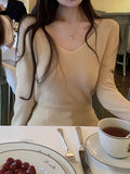 100 Wool Old Money Wind Wool Sweater Women's Winter Bottom Tops High Sense