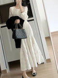 Spring And Autumn 2025 New Famous Tea Crest French Dress High Sensing White Chiffon Embroidered Fishtailȹs