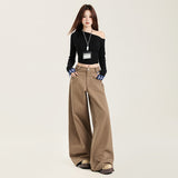 Millard Wears White Casual Pants Women's Spring And Autumn Loose Straight-Tight Tide Dragging Wide Leg Pants Snow Neil