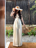 Milan Holiday Shoulder Tsets Women's Spring Summer Casual Broad Leg Pants New Chinese Two-Piece Set