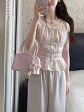 French Sweetheart Acetate Silk Lace Jersey Women's Summer New Temperament Thin Short Sleeve Small Top