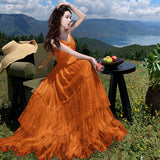 2026 Tour Bohemian Vacation Lace Splicing Bare Back Dress Holiday Dress Fairy Dress