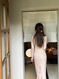 Love And Spirit Temperament To Accept Waist Of Female Lace Dress Female Flying Sleeve Famous Commuting Long Temperament Commuting