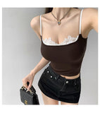 9122 #People Cotton Lace Side Sexy Hottie Sling Vest Women's Clothing 2025 Summer Outside Wearing Inside And Out Of The Repair Body