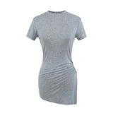 Pure Want To Open The Fork Irregular Short-Sleeved T-Shirt Girls Summer Chic Long Yoga Tops Appear Thin Sportswear