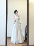 2026 Summer French Important Occasion Beautiful Dress Light People Gentle Know Wearing Light Apricot Lace Temperament Dress