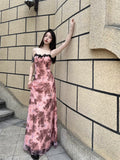 Hottie Sexy Print Sling Dress Pure Lust Lace Side Temperament To Show Thin Holiday Dress