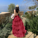 2025 Long-Term Pure-Want Wind Hanging Back-End Fairy Dress Seaside Lotus Leaf Hanging Dress