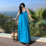 2026 Thai Tourist Beach Dress Women's Seaside Vacation Wearing Sanya White Folded Slings Loose Dress