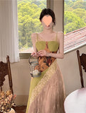Hing ÞÂ White Splicing Heavy Industry Dress Princess Dress Hanging Lace Under The Structure Of Oil Painting Dress Summer