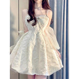 Gentle Wind White Pearl Hanging Dress French Niche Sweet Temperament First Love Fairy Princess Dress
