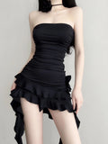 Fry Street Sweet Spice Girls Black Dress Women 2026 New Small Sexy Skinny Chest Short Dress