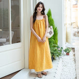 Looking For Yellow Tuxedo Sling Dress Women's Summer High-End Feeling Super Good Seaside Holiday Temperament Long Skirt