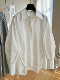 2025 New Station Spring Leg Sleeves Loose Long-Sleeved White Shirt Women Spring And Autumn Design Sense Niche Blouse Tide