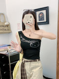 1199 # Summer New Sweet Hot Cartoon Hot Shoulder Vest Repair Horse-Matched Art Troupe With Chest Pads Thin
