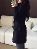 Autumn And Winter Wool Coarse Flowers Retro Waist Coat Showing Thin Hair Coat