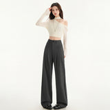 High-Grade Gray Suit Pants Women's Spring And Summer Hanging Pants 2025 New Small Straight Trousers Narrow Version Of Broad-Legged Trousers