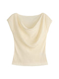 Middle Ancient Fragrant Hyssun ~ Tiansi Silk Silk Collar Small Knitting 5 Color Short-Sleeved Top Female Design Sense Niche