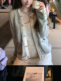 Silver Frost Silver-Gray Mixed Sheep Hair Small Fragrant Set With Knitted Jacket Coat Top
