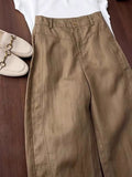 This Year's Popular Lazy Wind High-Waisted Broad-Legged Pants Women Summer Brown Silk Linen Comfortable Leisure Pants