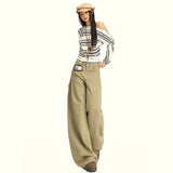 Autumn Thin Women's Kaqi Color Wide-Legged Jeans New Design Sense Loose Straight Cutter