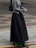 Black Flower Moss Half Skirt Women In Early Autumn 2026 New Loose Waist Cover Thin High Waist Grow Long Skirt