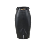 Korean Version Of The Famous Sexy Temperament Pu Skin Repair Kite Half Skirt In Front Of The Fork Half Skirt Lightly Fashionable Thin Midskirt