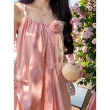 Mintman Wave Wind French Pink Sling Dress Women Spring Summer Dopamine Sanya Beach Beach Dress