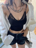 895# Summer New Sexy Fake Two-Piece Lace Sling Vest With Thin Shoulder Strap Adjustable All-In-One With Chest Cushion