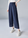 Special Counter Quality 2025 Summer New Loose Thin And High Waist Commuting 100 Tungsle Nine Casual Broad Leg Trousers Woman