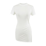 Pure Want To Open The Fork Irregular Short-Sleeved T-Shirt Girls Summer Chic Long Yoga Tops Appear Thin Sportswear