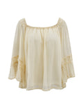 The Atmosphere Feels A Word Shoulder-To-Shoulder Bra Shirt Gentle Wind Loose Long-Sleeved Birthday Photo Small Dress Holiday Top