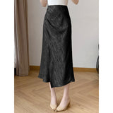 2026 New Chinese Style High-Rise Thin Open Wrinkled Folded Folded Acetic Fishtail Dress Female Summer Apricot Half Skirt