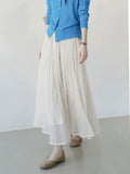 Early Spring High-Rise Press Folding Net Yarn Half Skirt Woman Fragrant Taro Purple A-Character Skirt Cake Skirt With A Lean Long Skirt