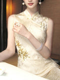 New Chinese Style Embroidered Dress Female High-End Temperament Sleeveless Cheques Dress