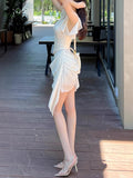 Change The Fish Bone Dress Dress Body V Collar Dress Piled Ears Floating Skirt