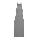 Kardashian's Same Niche Cloudy Fabric Hanging Neck Sexy Sleeveless Long Dress Body-Body-To-Scave Dress
