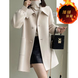 Spring And Autumn Thin 2025 Autumn And Winter New Long Love Buckle Thin Coat Doll Collar This Coat Top Woman