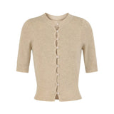 Korean Temperament Sleeve Knitted Cardigan Blouse Spring And Summer New Round-Neck Foundation Bottoming Shirt Short-Sleeved T-Shirt Girl